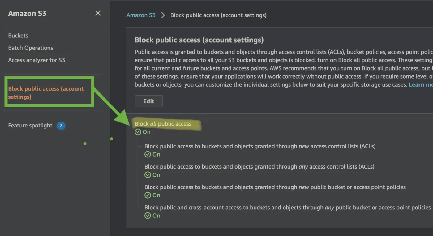 Jak bezpiecznie przechowywać dane na S3, blokowanie public access na poziomie konta AWS